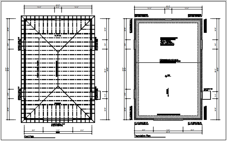 Roof plan and foundation plan detail dwg file