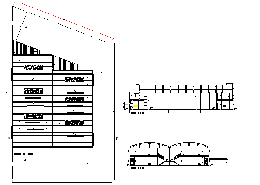 Roof plan and section Factory detail dwg file
