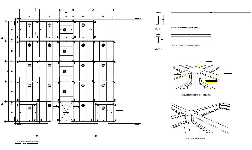 Roof plan and section detail dwg file