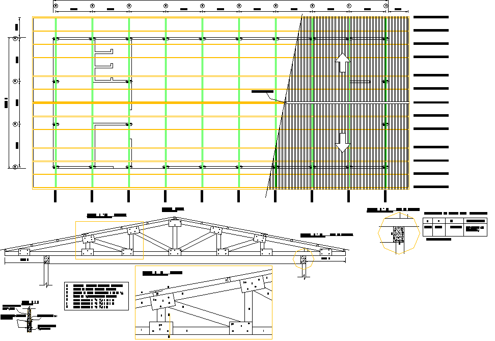 Roof plan and section detail dwg file