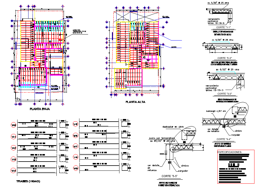 Roof plan and section detail dwg file