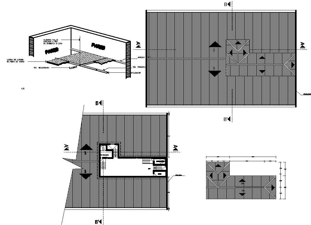 Roof plan and section detail dwg file