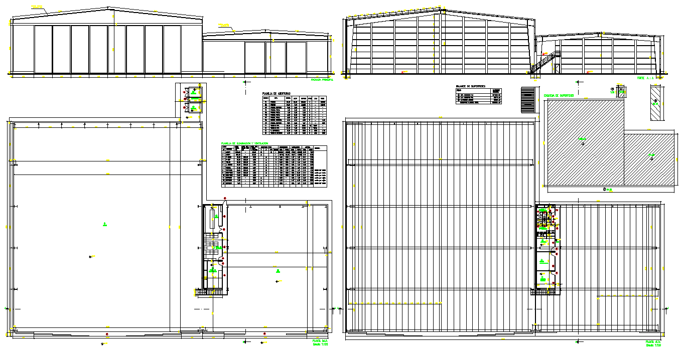 Roof plan and section detail dwg file