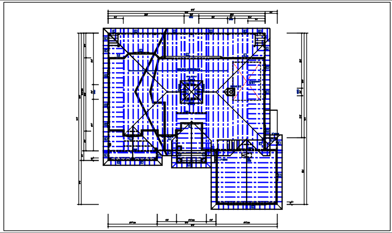 Roof plan detail with roof projection plan view detail dwg file