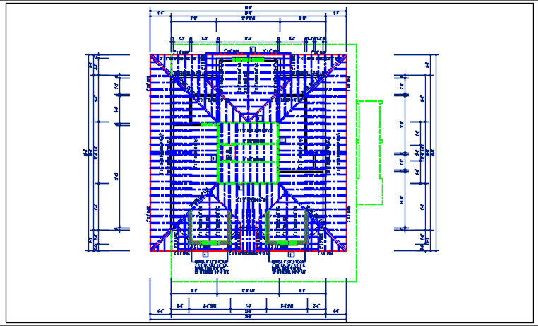 Roof plan detail with roof projection plan view detail dwg file