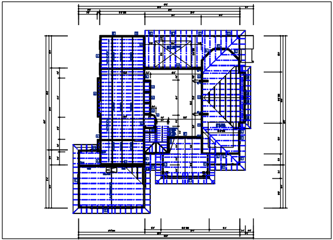 Roof plan detail with roof projection plan view detail dwg file
