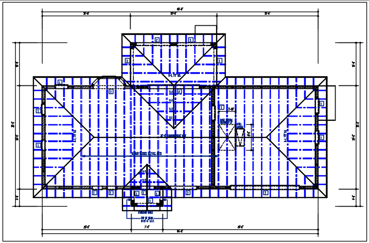 Roof plan detail with roof projection plan view detail dwg file