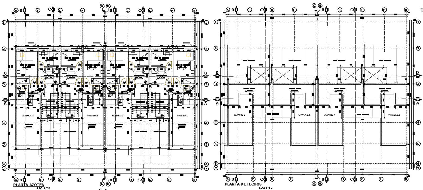 Roof plan drawing in autocad 