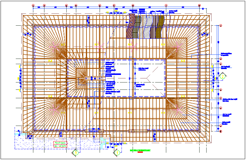 Roof plan for open restaurant dwg file