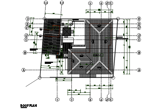 Roof plan residential working plan detail dwg file