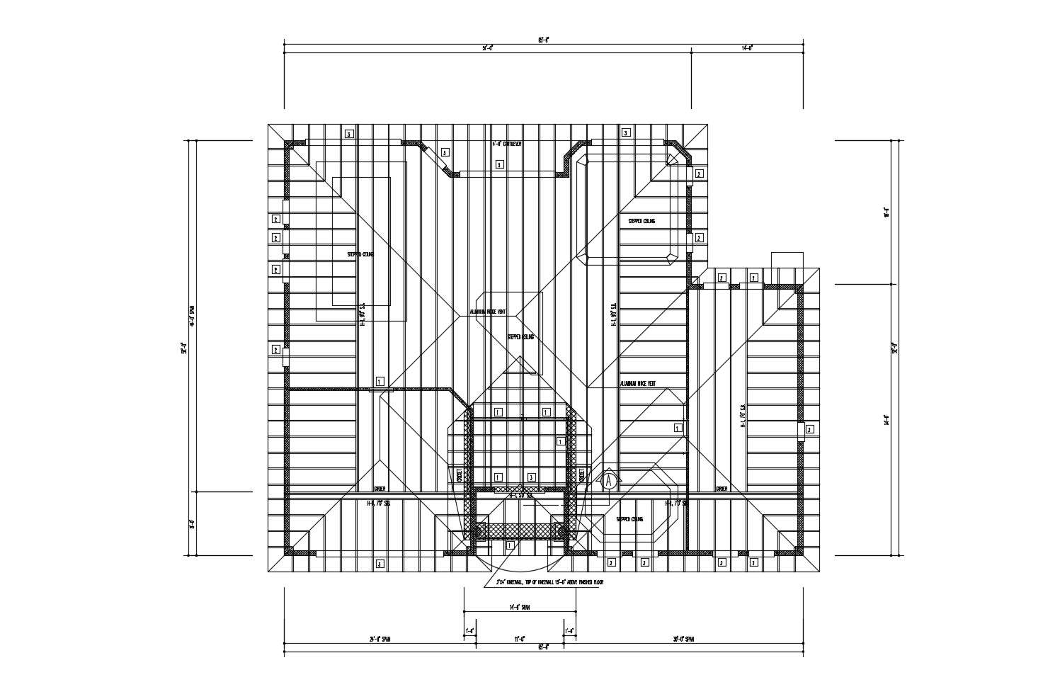 Roof plan with detail dimension in AutoCAD