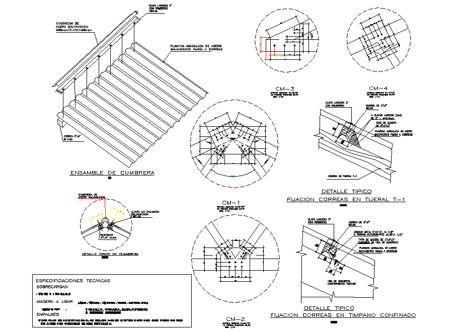 Roof section plan detail dwg file