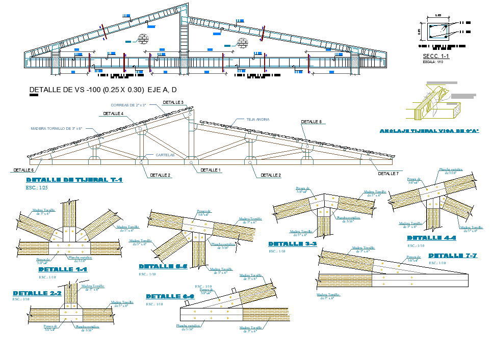Roof section plan detail dwg file