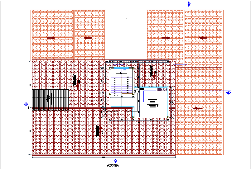 Roof top plan of health center dwg file