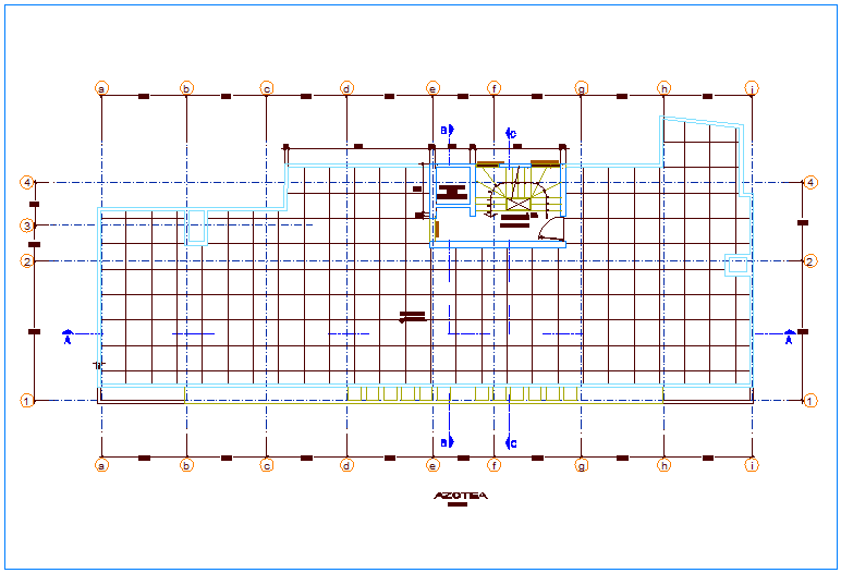 Roof top plan with construction view dwg file