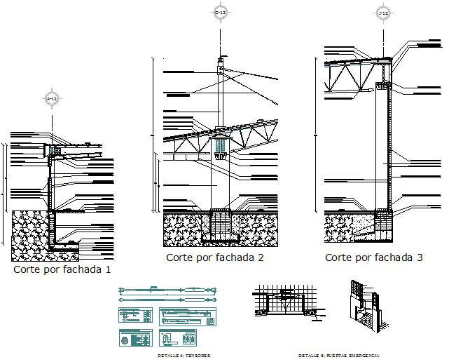 Roof truss with wall detail dwg file