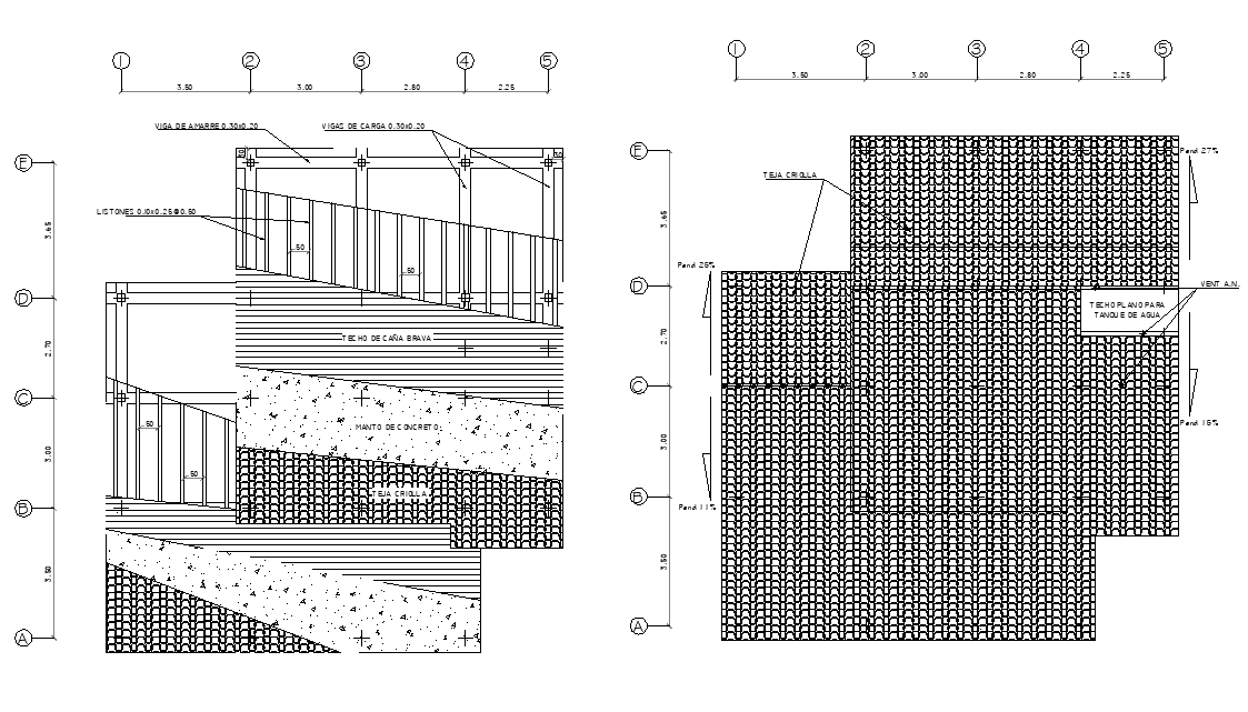 Roof working plan autocad file