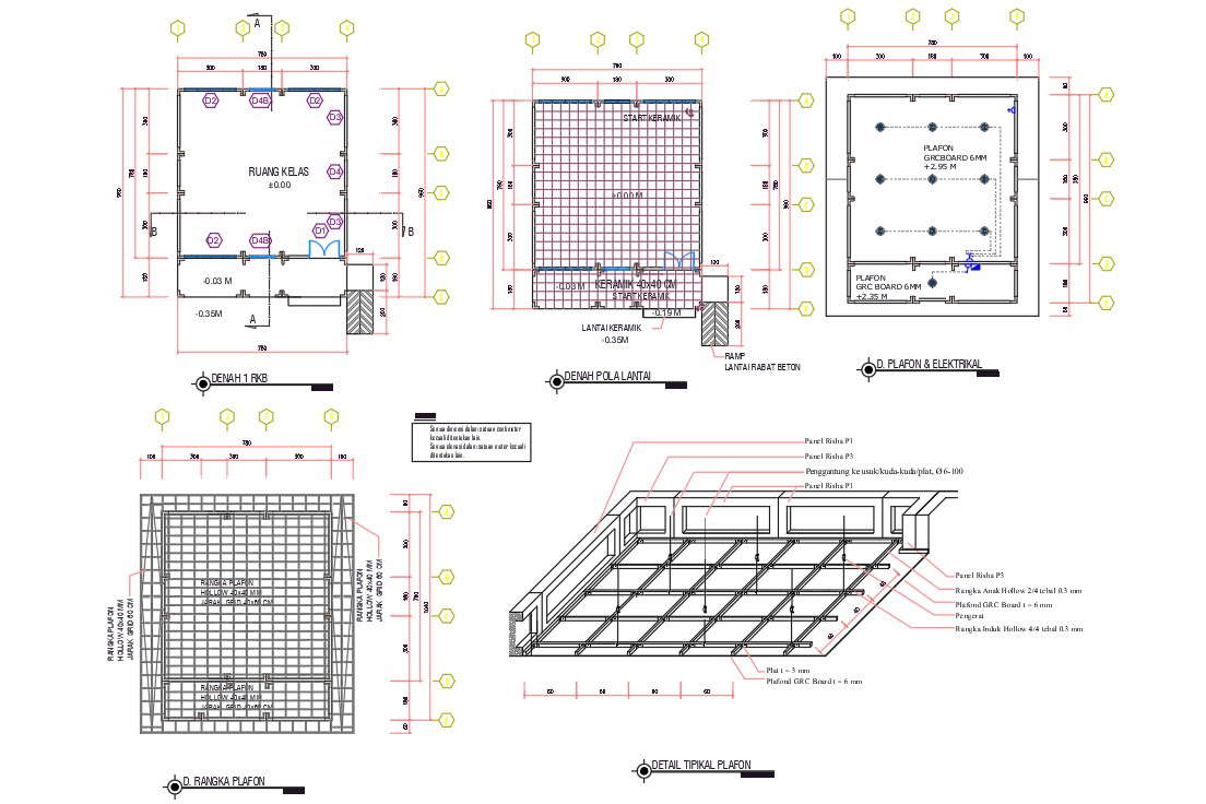 Roof House Construction Working Plan CAD Drawing