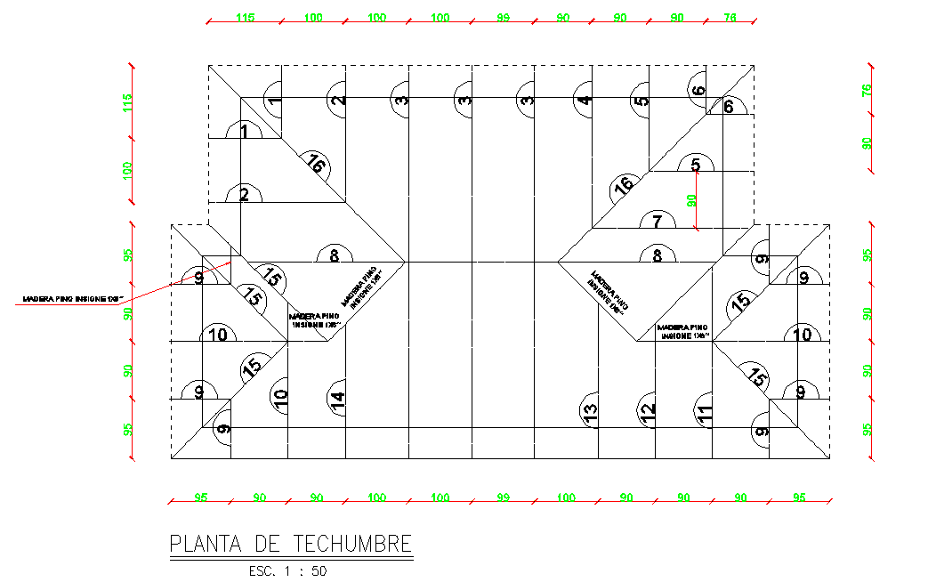 Roofing home plan dwg file
