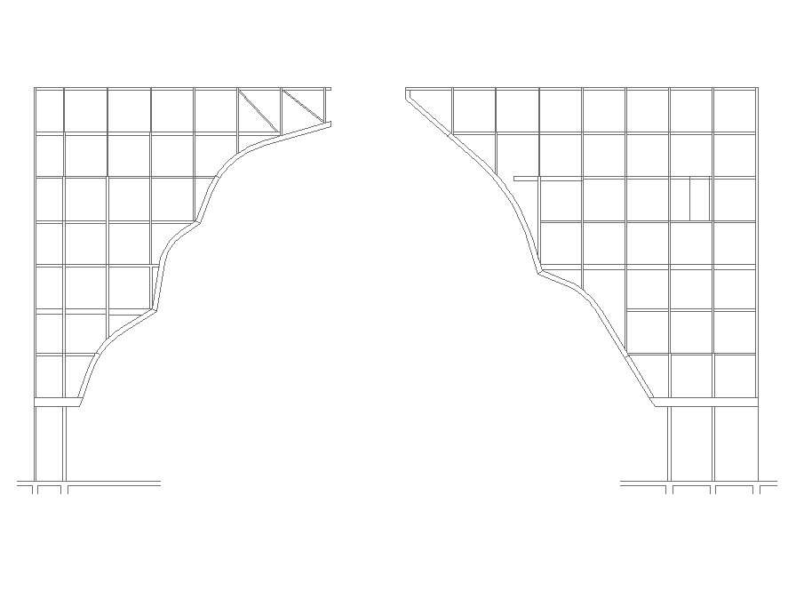 Roofing section detail 2d view CAD structural block layout autocad file
