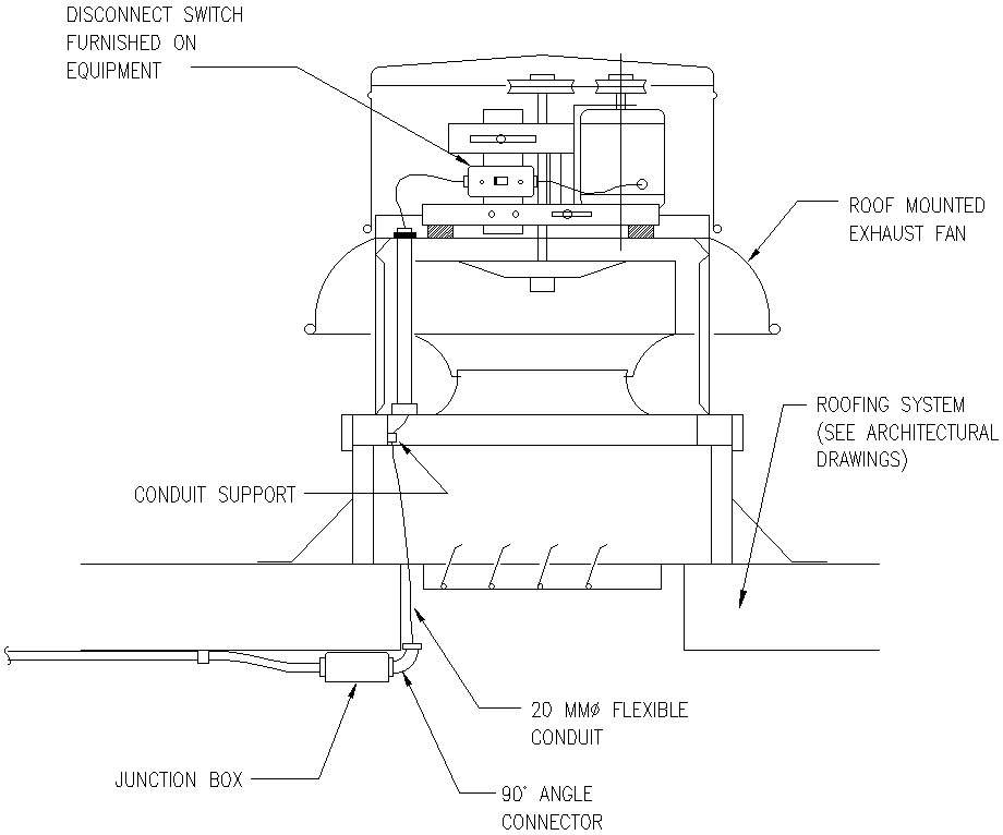 Roof mounted exhaust fan details in AutoCAD, dwg file.