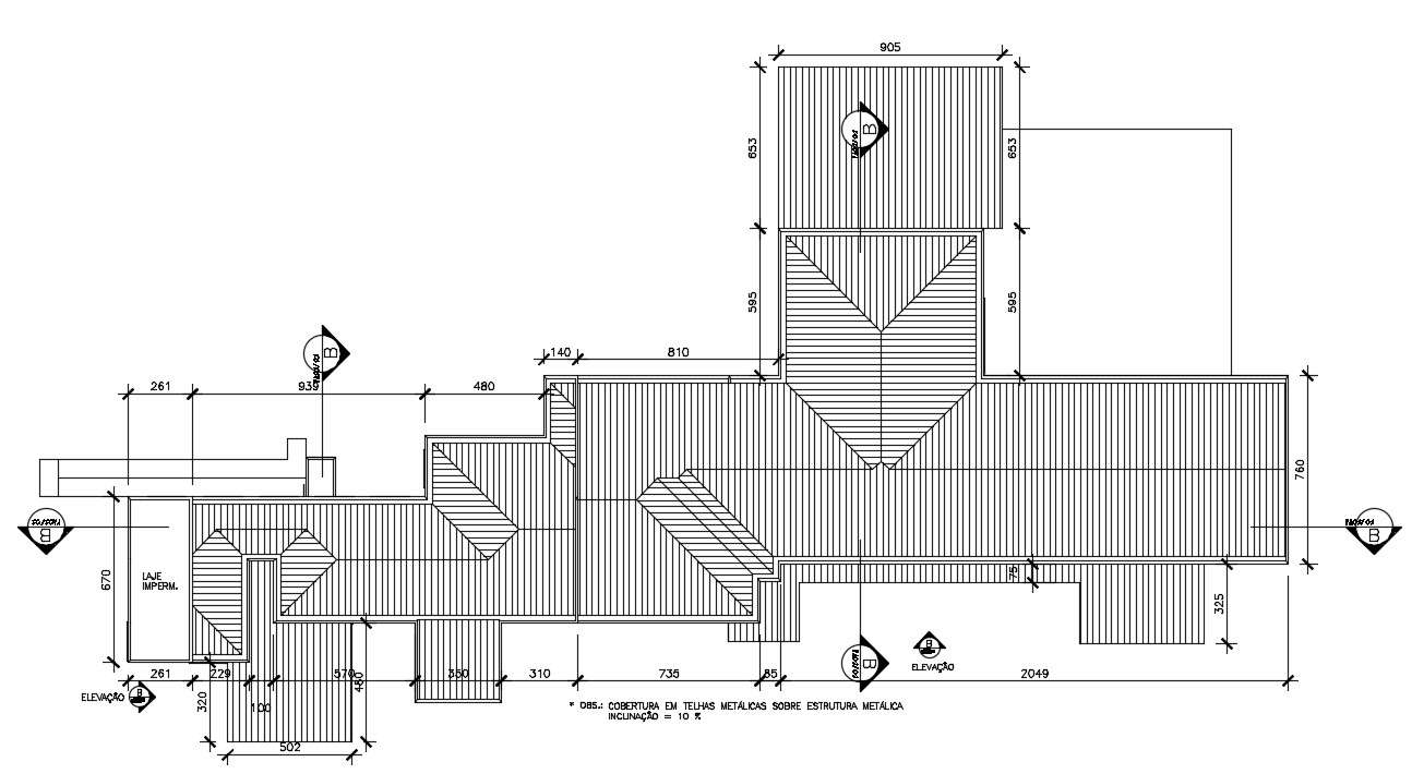 Roof plan is given in this AutoCAD drawing file. Download this 2d autocad drawing file. 