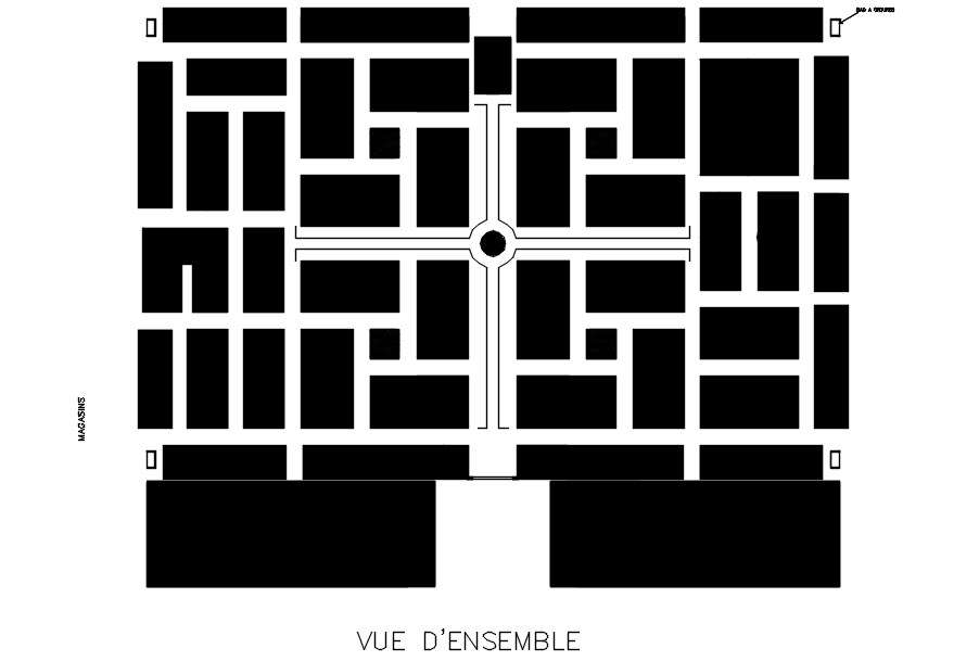 Roof plan of a complex in AutoCAD, dwg file.