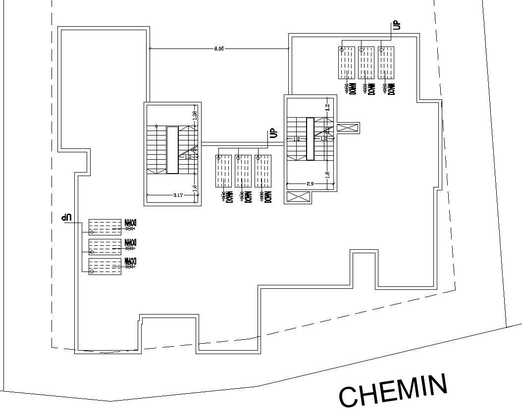 Roof staircase and water tank plan layout in AutoCAD, dwg file.