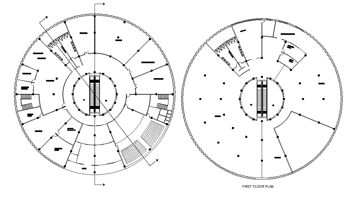 Round building plan autocad file