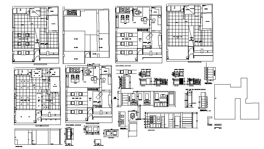 Salon drawing with elevations in autocad
