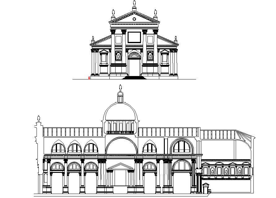 Sangi orgiomayore church elevation detail dwg file