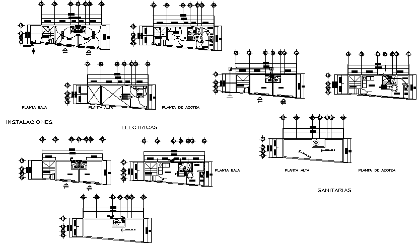 Sanitary, hydraulic and electrical plan detail dwg file