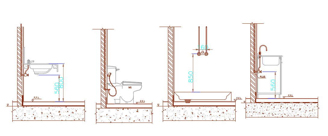 Sanitary CAD blocks Design AutoCAD Drawing Free Download 