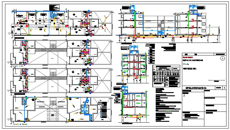 Sanitary design drawing of complex facilities departments