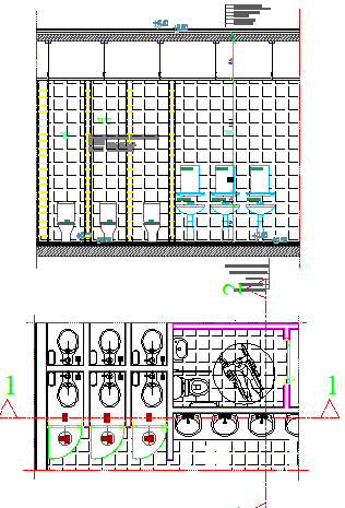 Sanitary installation details of two-flooring restaurant dwg file
