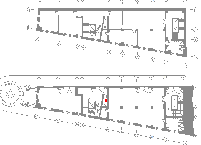 Sanitary installation details of two floors of government building dwg file