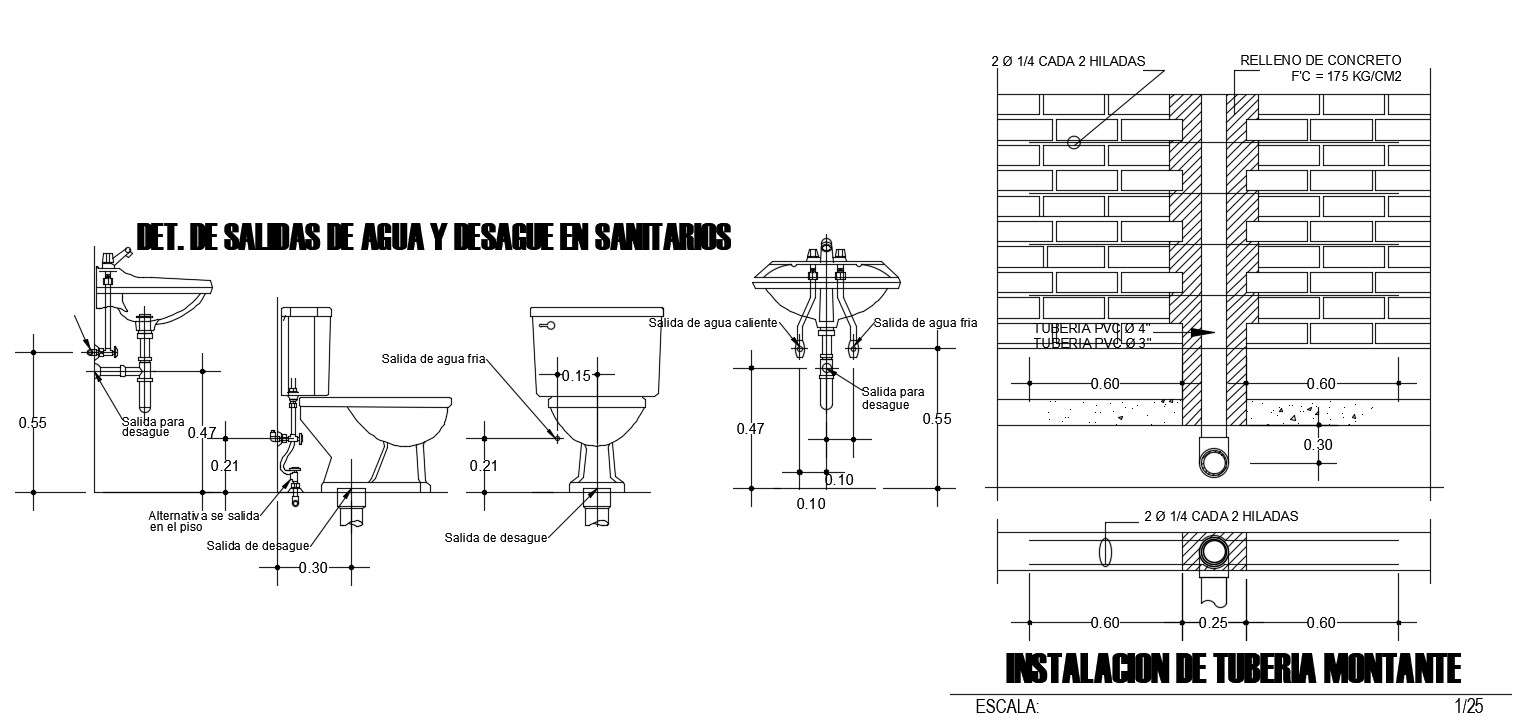 Sanitary Ware Water Outlets CAD Drawing Download DWG File