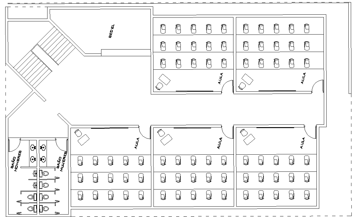 School class room detail dwg file