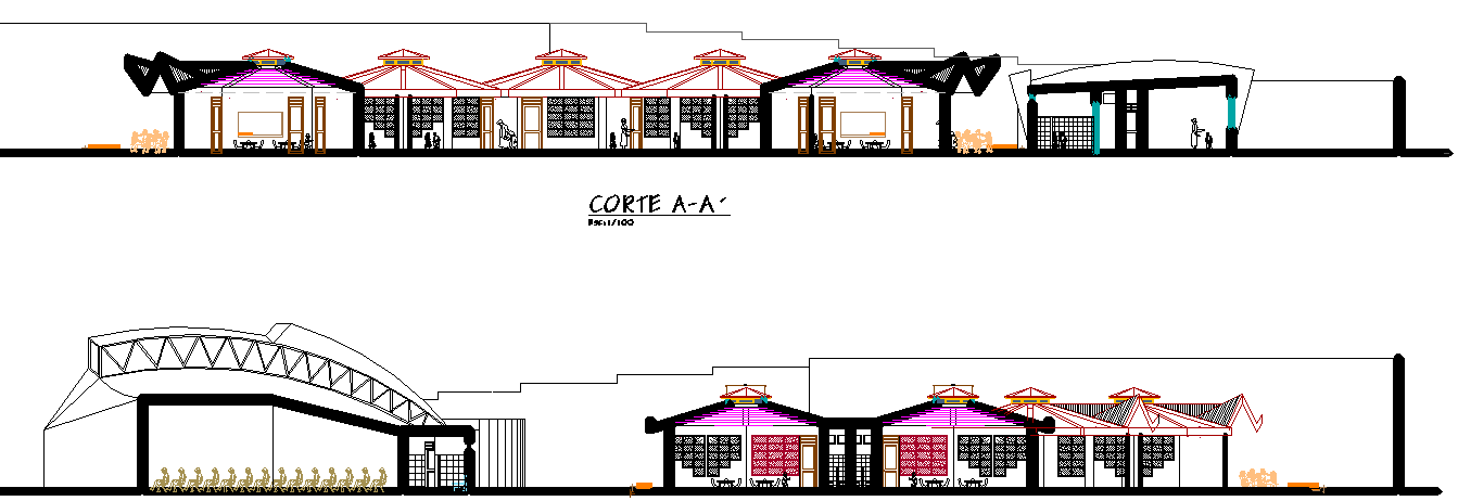 School elevation 3d elevation design dwg file