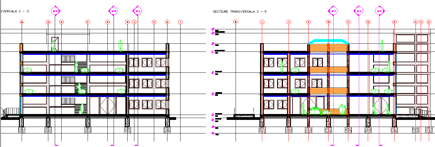 School elevation detail dwg file