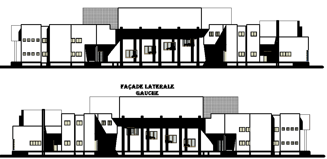 School elevation detail dwg file