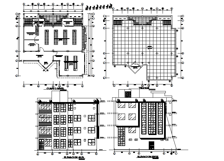 School plan and elevation detail dwg file