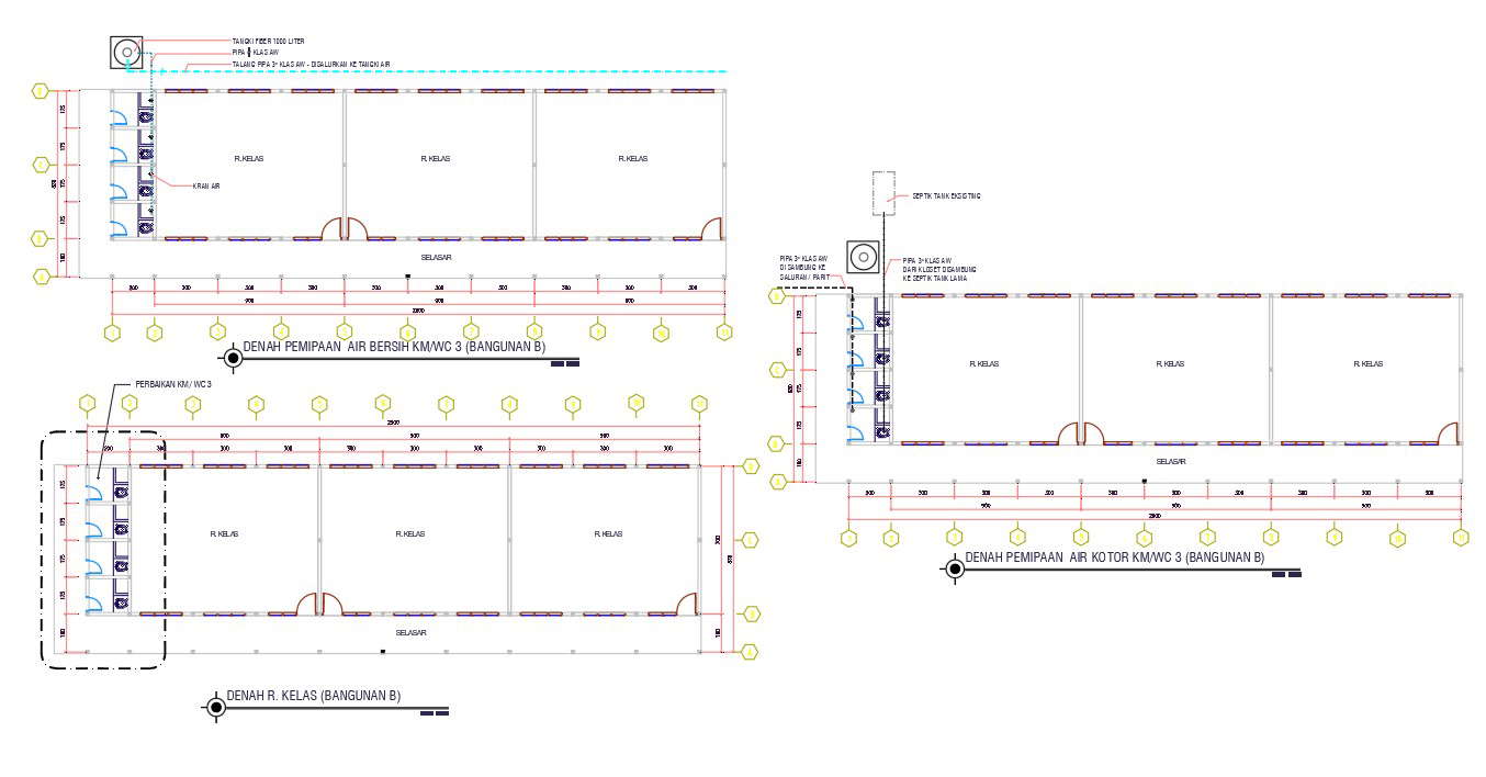 School With Toilet Floor Plan AutoCAD Drawing