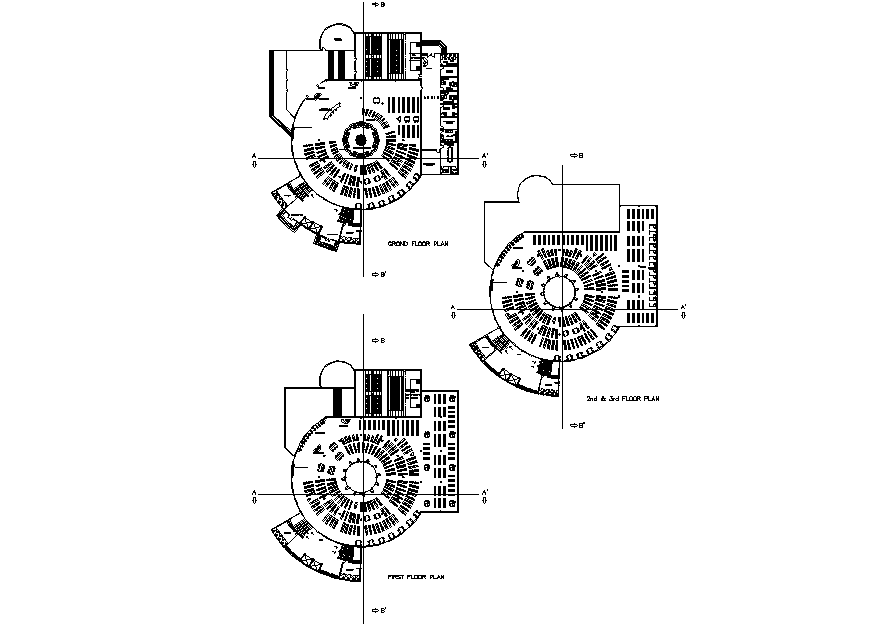 Scientific center plan detail dwg file
