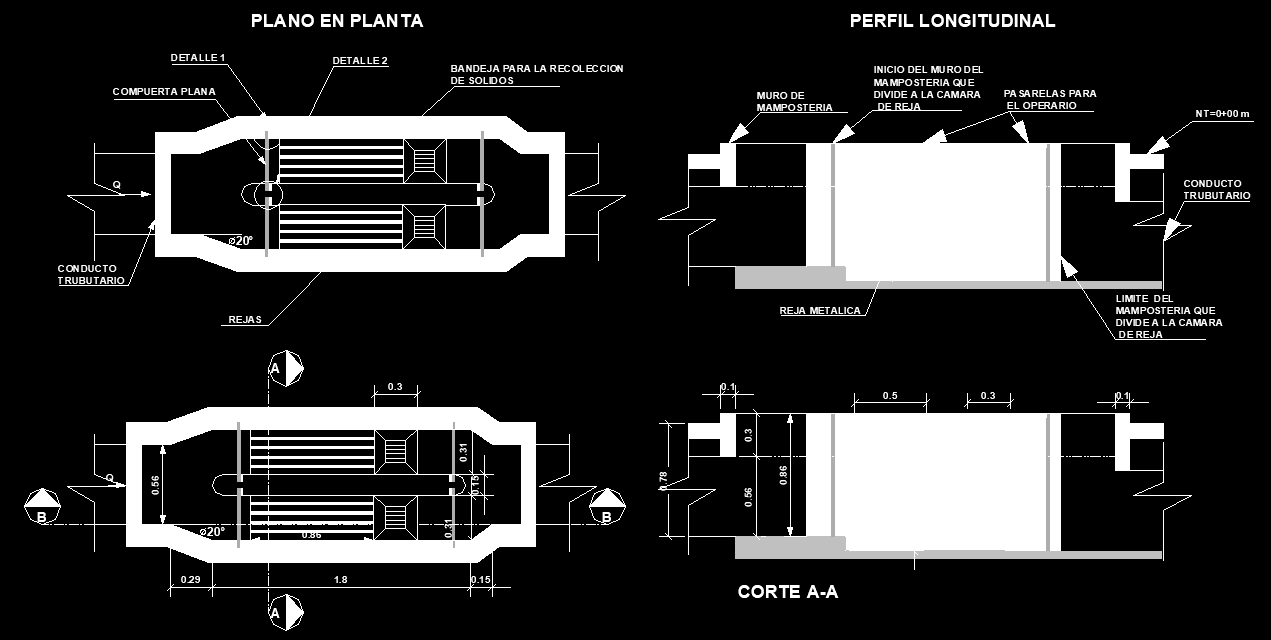 Screening and screening camera plan and section dwg file
