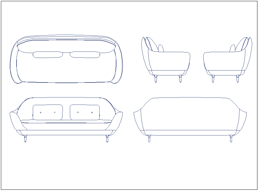 Seating bench, sofa furniture block dwg file