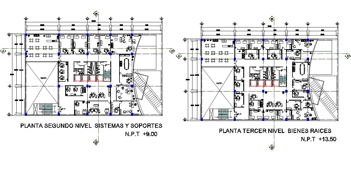 Second floor and terrace floor plan detail dwg file