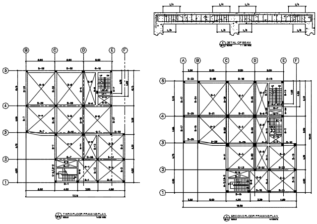 Second floor and third floor plan detail dwg file