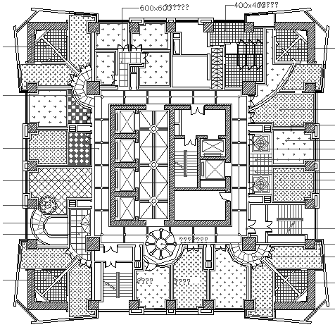 Second floor layout plan details of corporate office building dwg file
