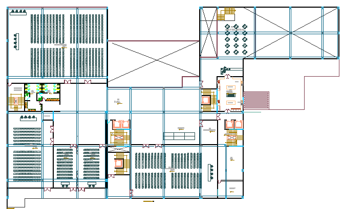 Second floor plan of Three Star Hotel Project dwg file